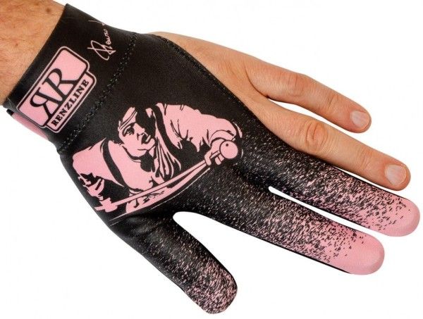Перчатка для бильярда на левую руку черно-розовая, серия Renzline, коллекция Renzo Longoni Player